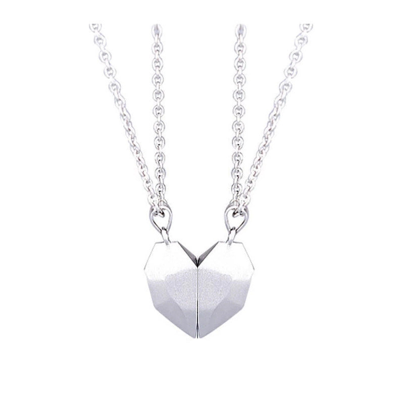 Minimalist Lovers Matching Friendship Heart Pendant