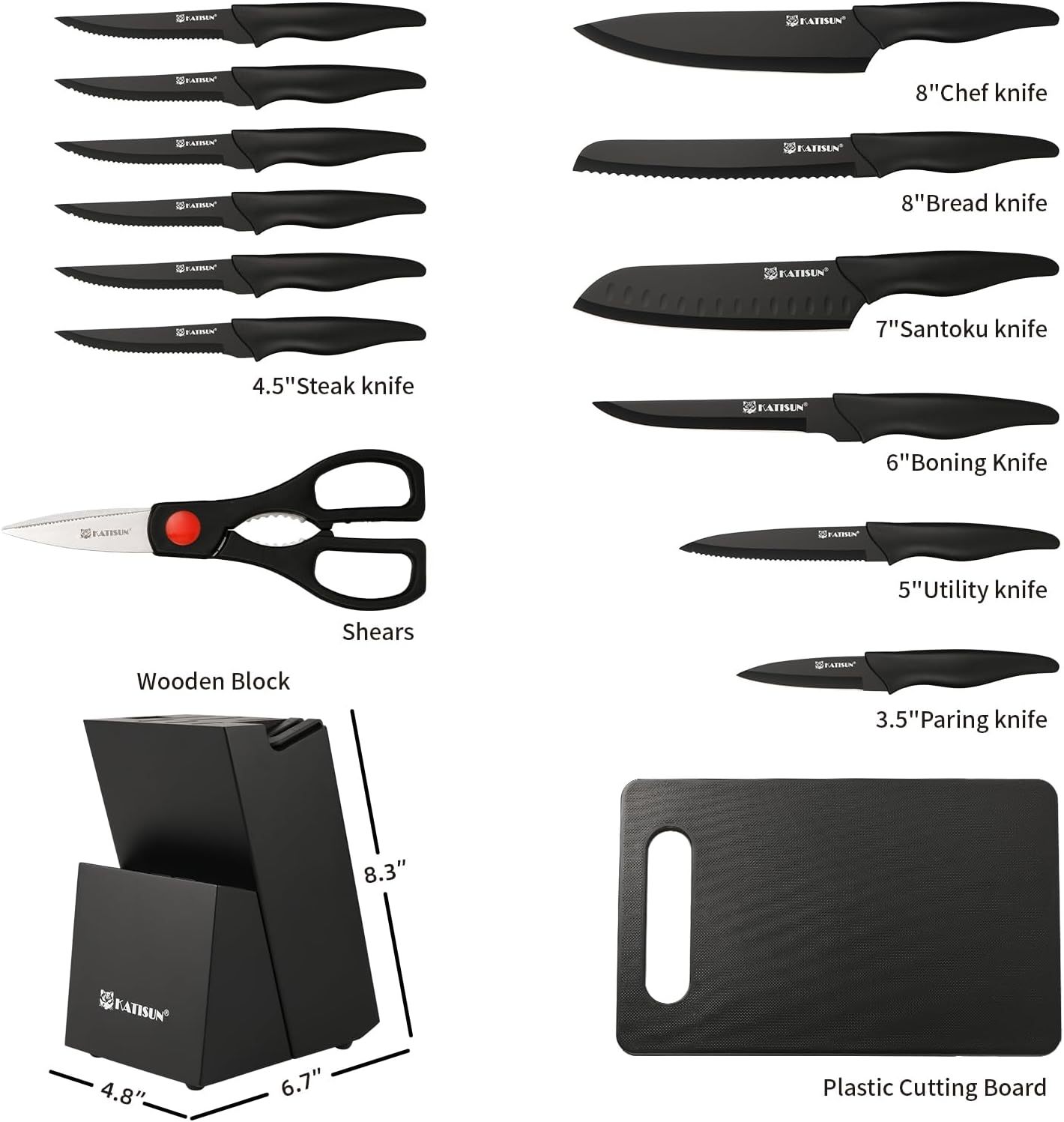 German High Quality Stainless Steel 16 Piece Kitchen Knife Set With Cutting Board