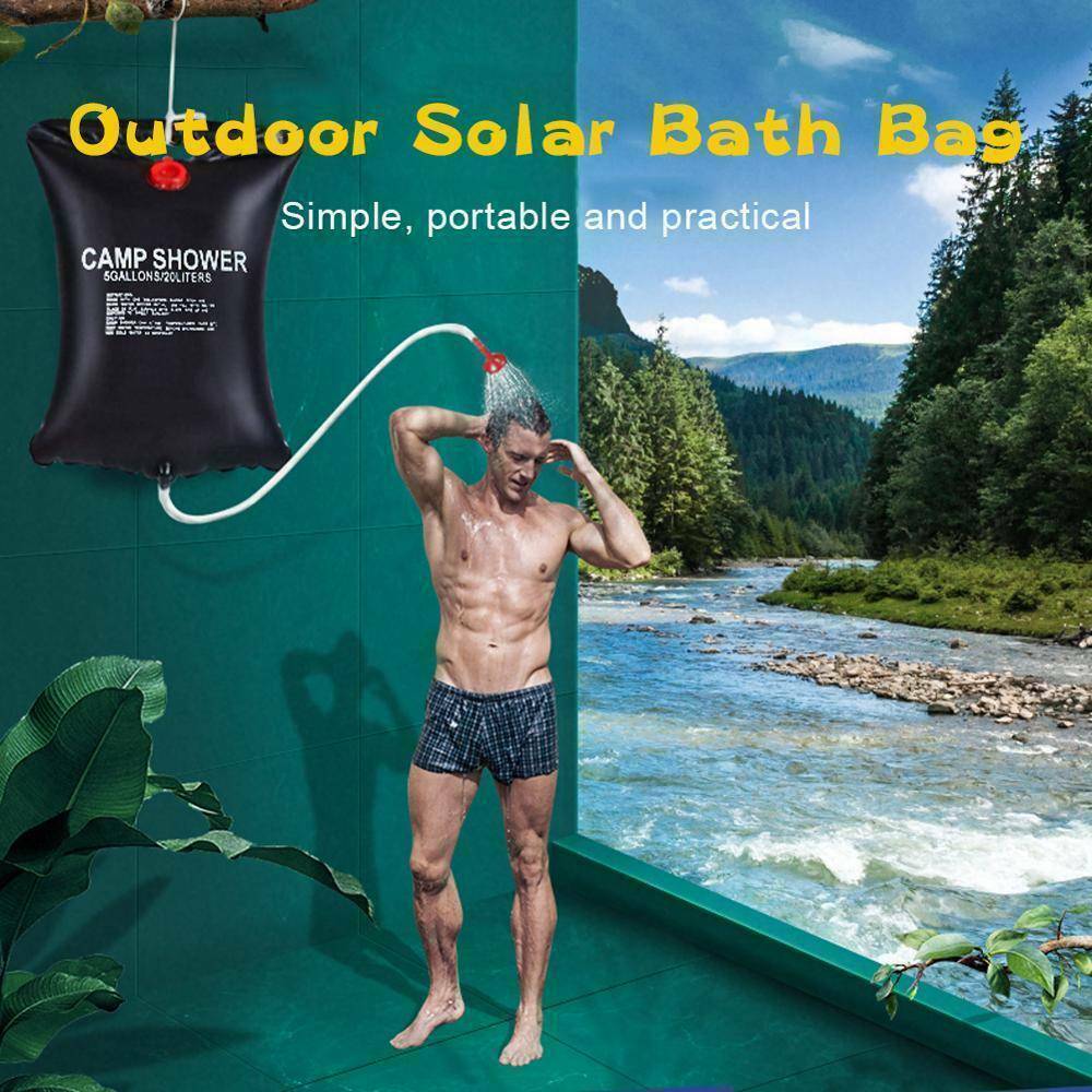 20L Camping Shower Portable Compact Solar Sun Heating Bath Bag